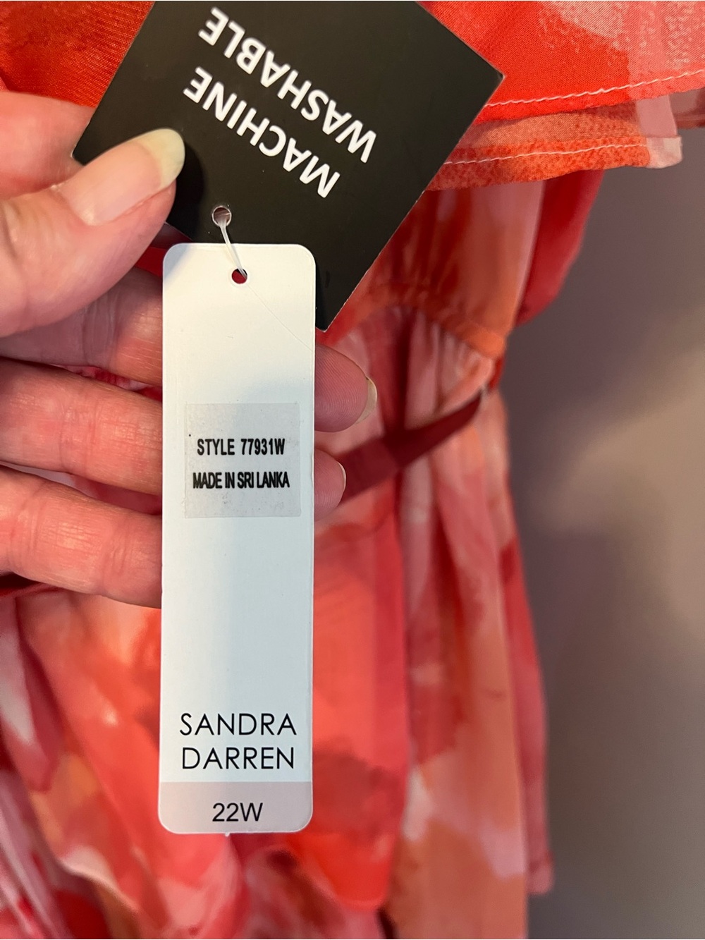 Sandra Darren Plus Size Coral-Pink Tiered Faux Wrap Midi Dress NWT - Picture 6 of 10